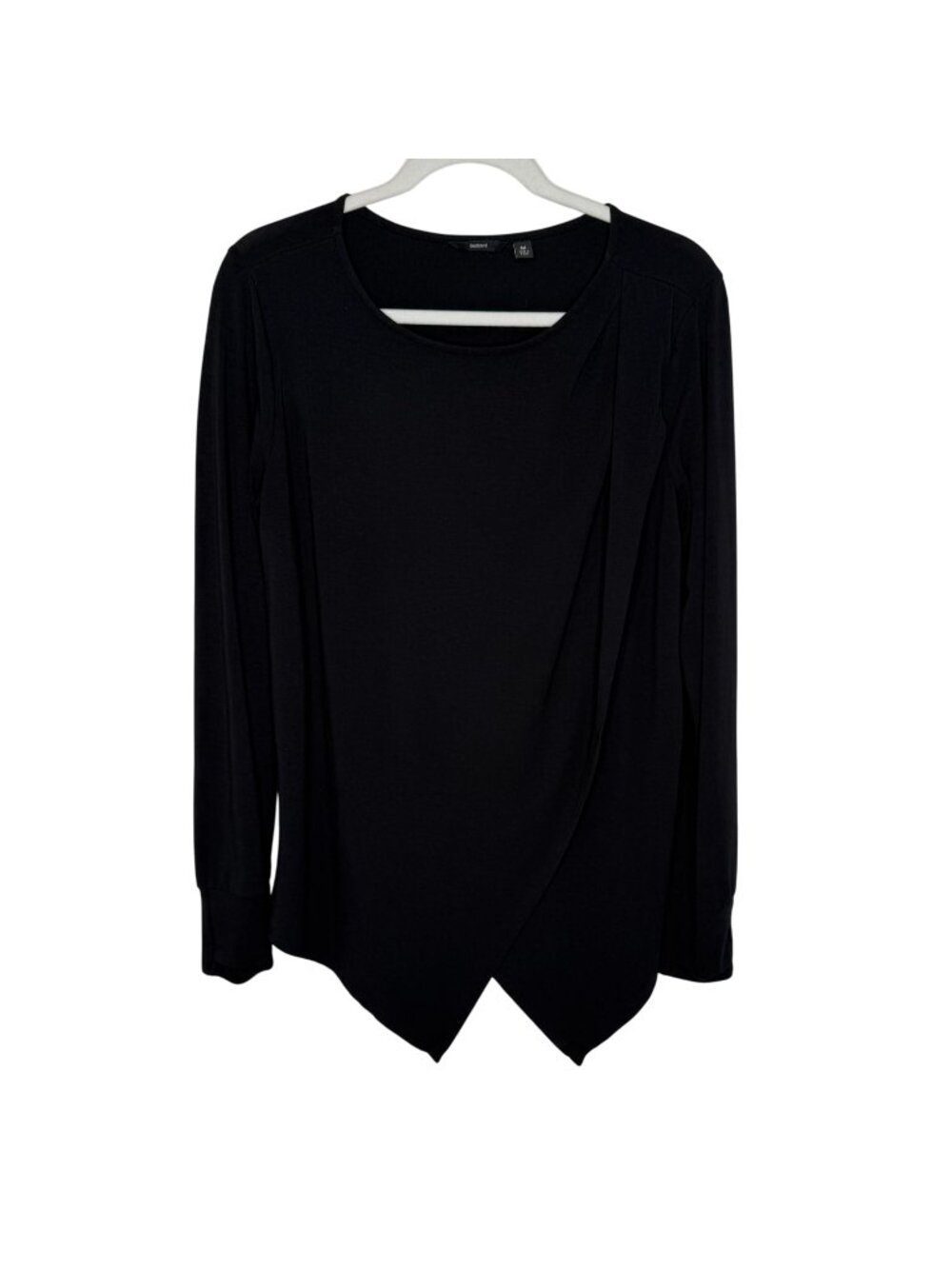 Betabrand Black Long-Sleeve Drape Front Top, M